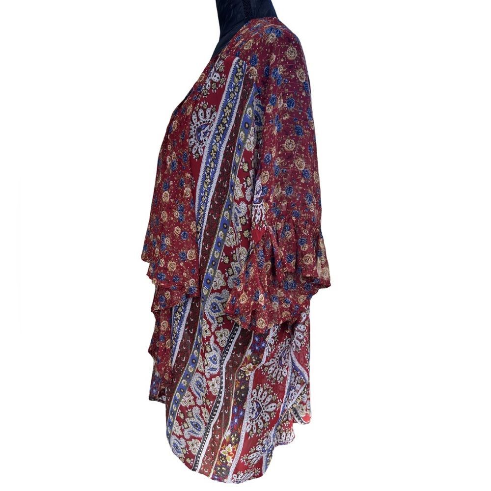 Umgee Kimono- Red Floral Ruffle - Poetcore - Picture 6 of 8